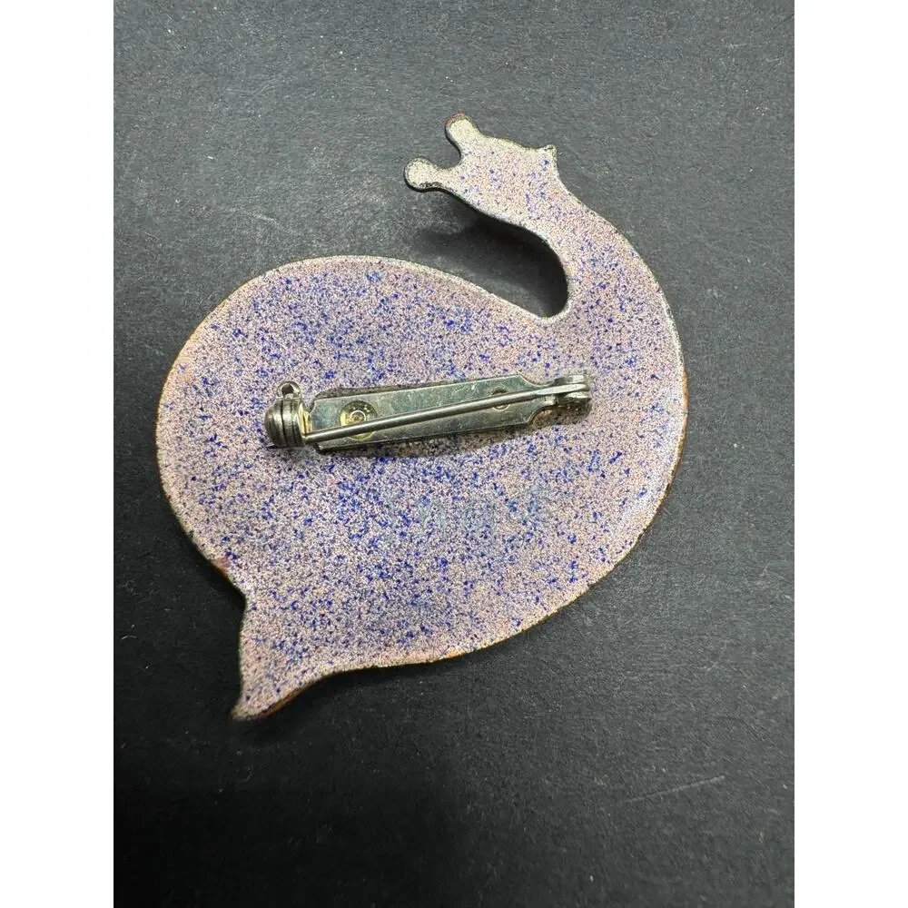 Inga Carlson Mid Century MCM Enamel Snail Brooch Signed Vintage Jewelry
